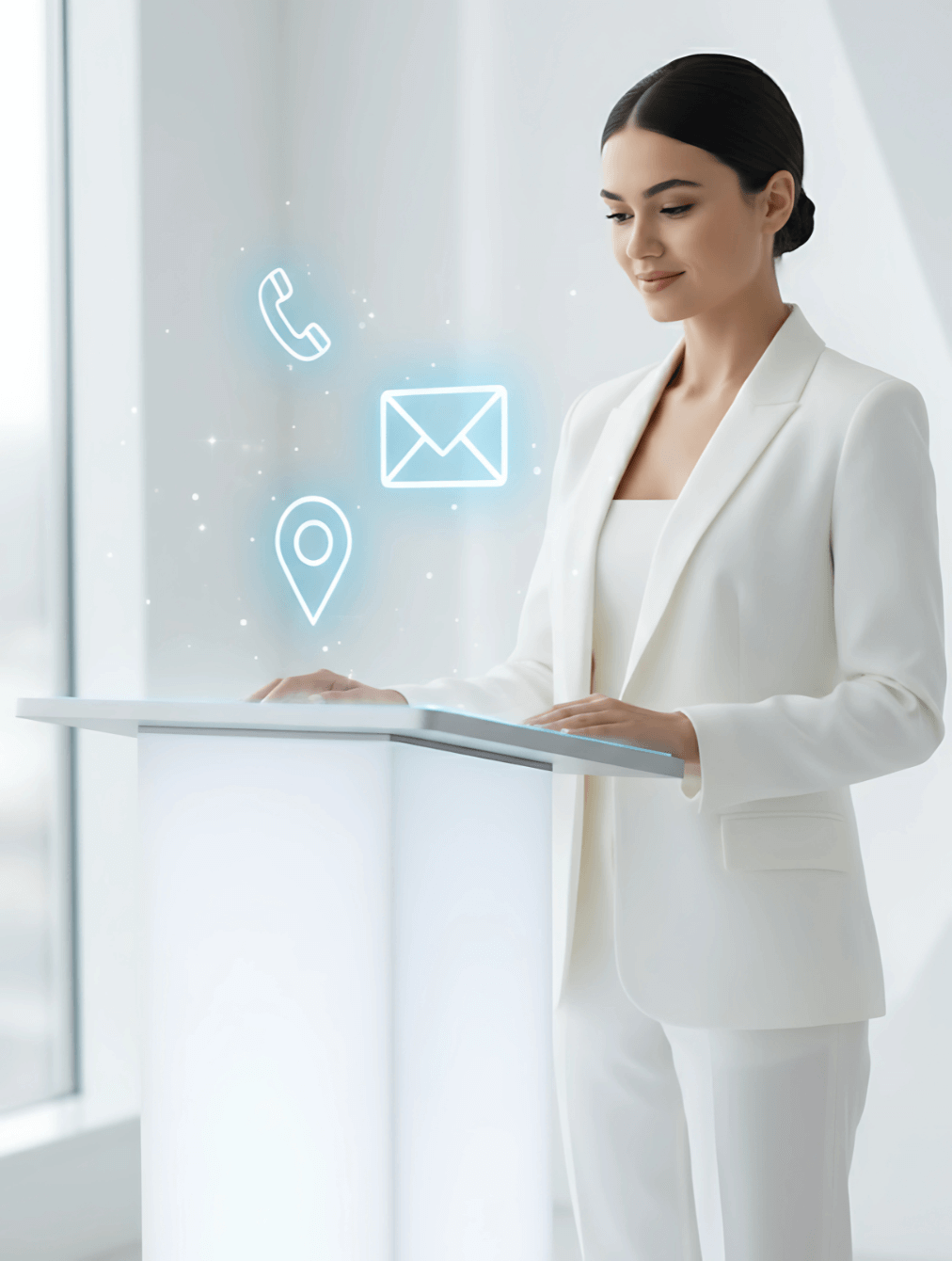 Mujer controlando un panel